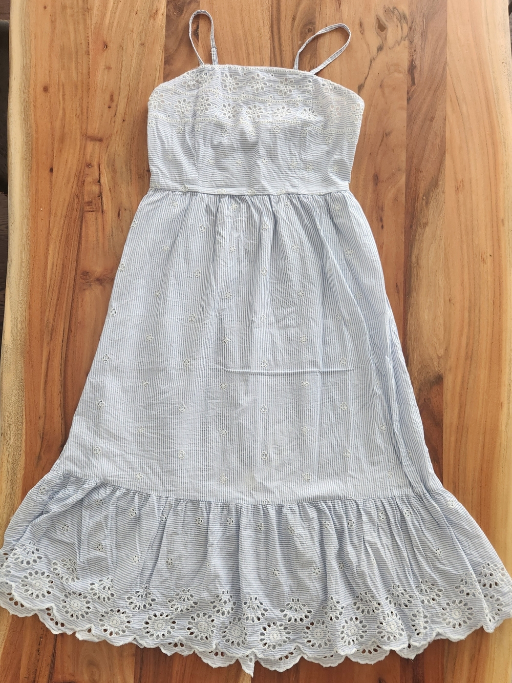 Light Blue Eyelet Sundress for Girls - Striped Spaghetti Strap Dress